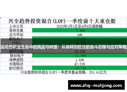 运动员职业生涯中的挑战与转型:从高峰到低谷的奋斗历程与应对策略 运动员职业生涯中的挑战与转型:从高峰到低谷的奋斗历程与应对策略